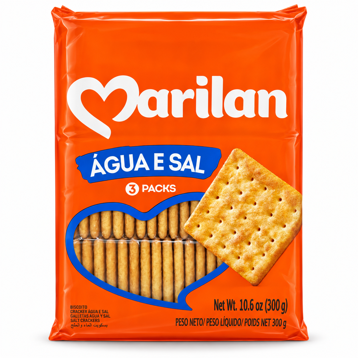 Biscoito Bolacha Água e Sal 10.6 oz / 300 gr – Marilan 261076    -    Water and Salt Crackers 10.6 oz / 300 gr – Marilan