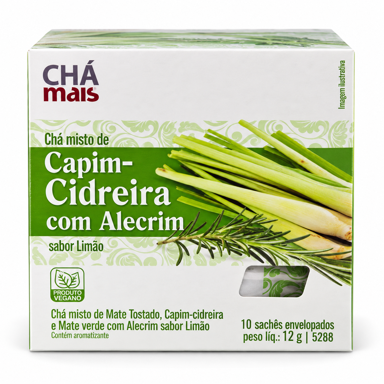Chá Misto de Capim-Cidreira, Alecrim e Limão 0.42 oz / 12 gr (10 Sachês) – Chá Mais 261076   -    Lemongrass, Rosemary & Lemon Tea Blend 0.42 oz / 12 gr (10 Tea Bags) – Chá Mais