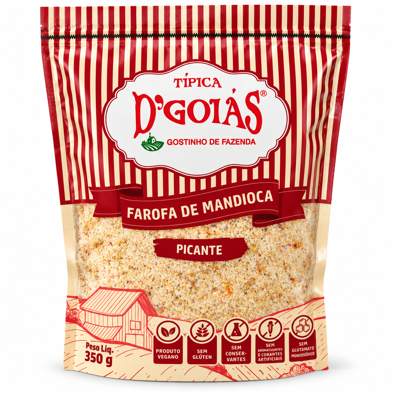Farofa de Mandioca Picante 12.35 oz / 350 gr – D'Goiás 261076    -    Spicy Seasoned Cassava Farofa 12.35 oz / 350 gr – D'Goiás