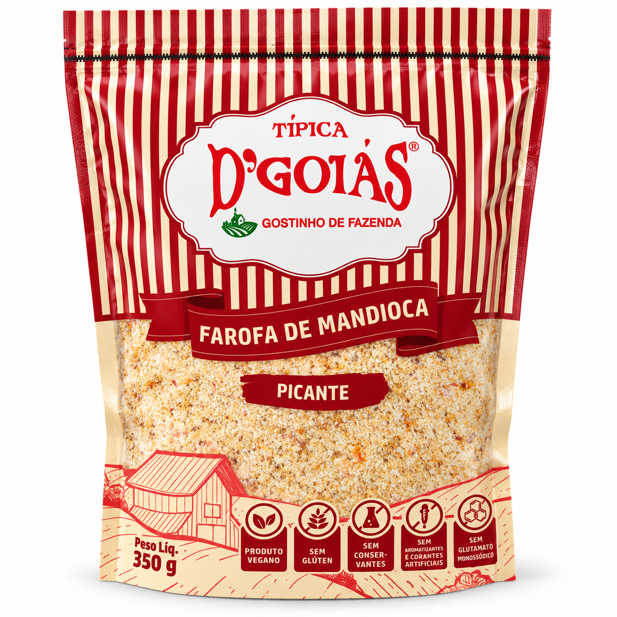 Farofa de Mandioca Picante 12.35 oz / 350 gr – D'Goiás 261076    -    Spicy Seasoned Cassava Farofa 12.35 oz / 350 gr – D'Goiás