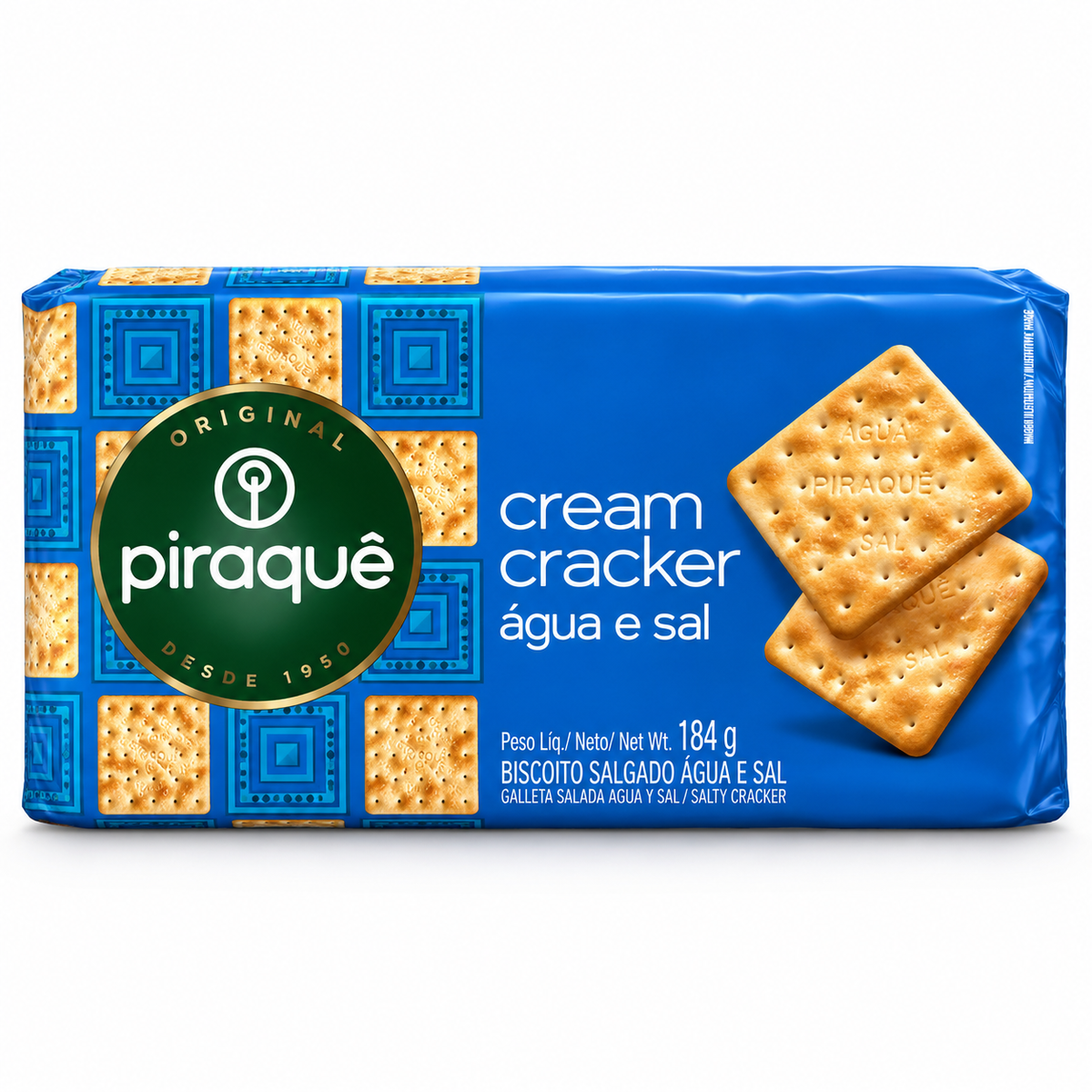 Biscoito Água e Sal 6.49 oz / 184 gr – Piraquê 261076    -    Water & Salt Crackers 6.49 oz / 184 gr – Piraquê