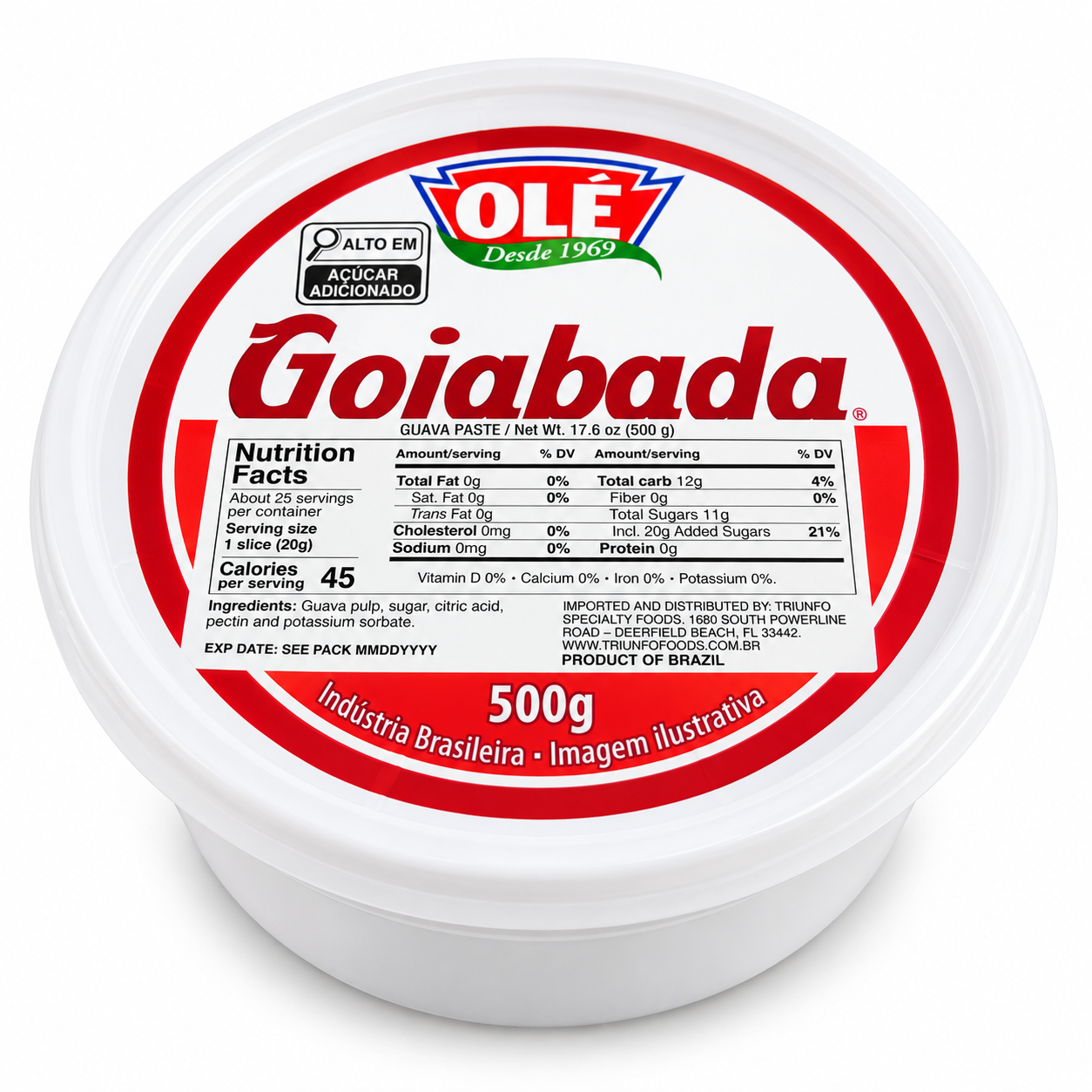 Goiabada 17.64 oz / 500 gr – Olé 261076    -    Brazilian Guava Paste (Goiabada) 17.64 oz / 500 gr – Olé