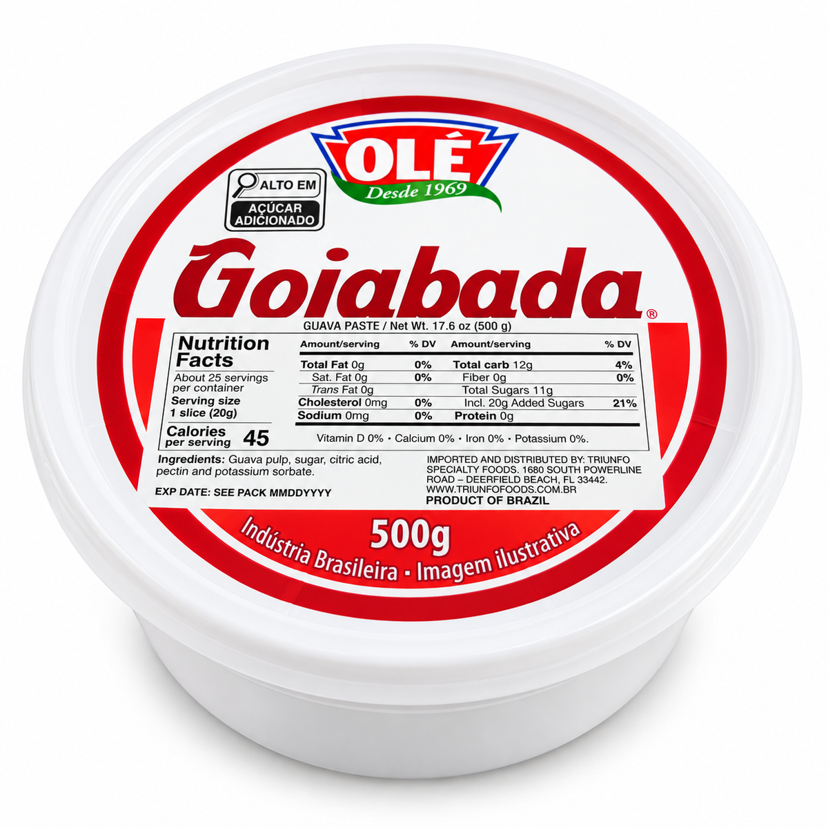 Goiabada 17.64 oz / 500 gr – Olé 261076    -    Brazilian Guava Paste (Goiabada) 17.64 oz / 500 gr – Olé