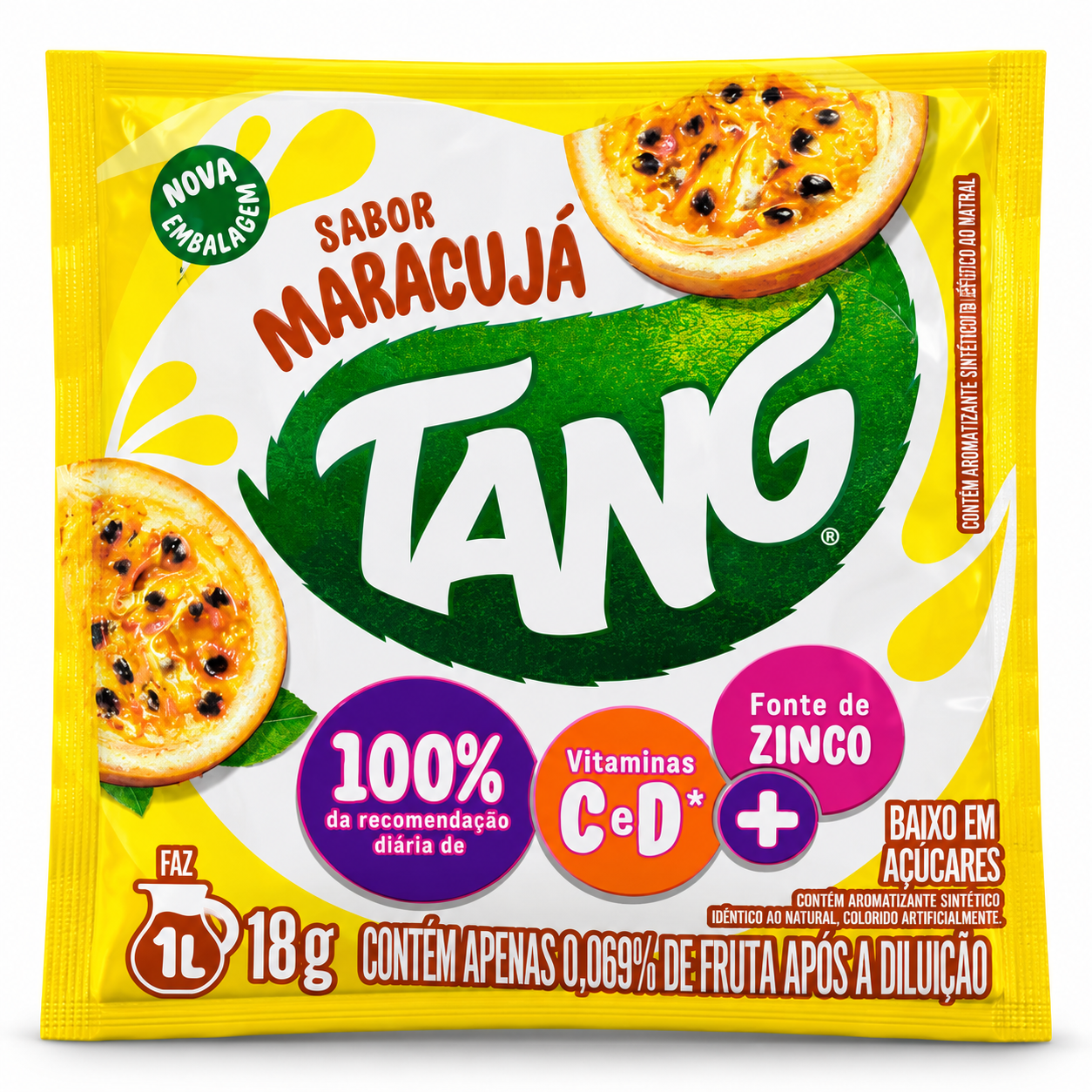 Refresco em Pó Sabor Maracujá 0.6 oz / 18 gr – Tang 261076    -    Passion Fruit Powdered Drink Mix 0.6 oz / 18 gr – Tang