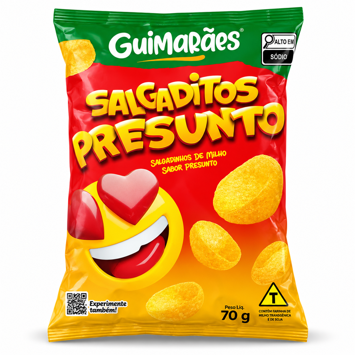 Salgadinho Sabor Presunto 2.47 oz / 70 gr – Guimarães 261076    -    Ham-Flavored Savory Snacks 2.47 oz / 70 gr – Guimarães