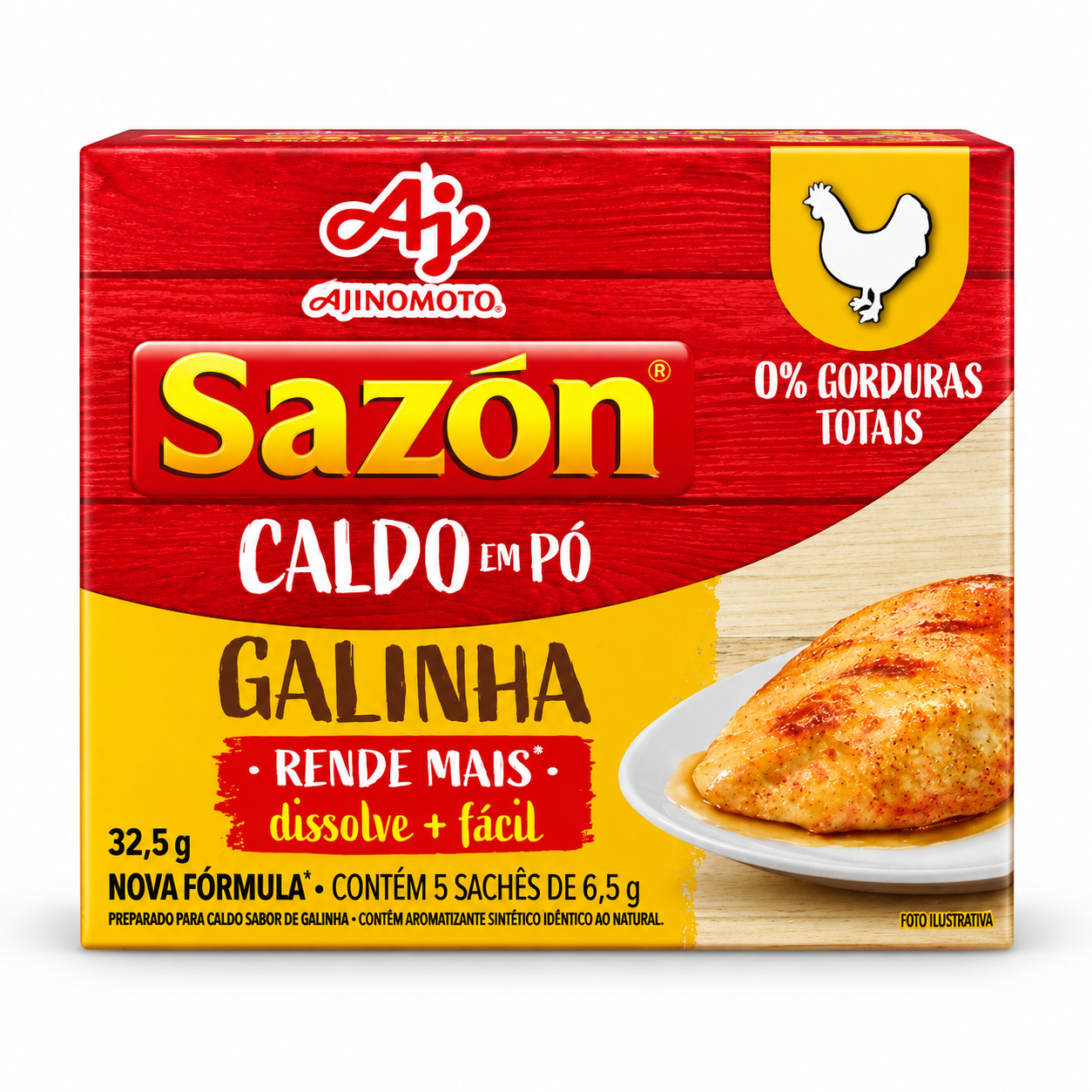 Caldo Sabor Galinha 1.3 oz / 37.5 gr – Sazón 261076    -    Chicken-Flavored Bouillon Seasoning 1.3 oz / 37.5 gr – Sazón