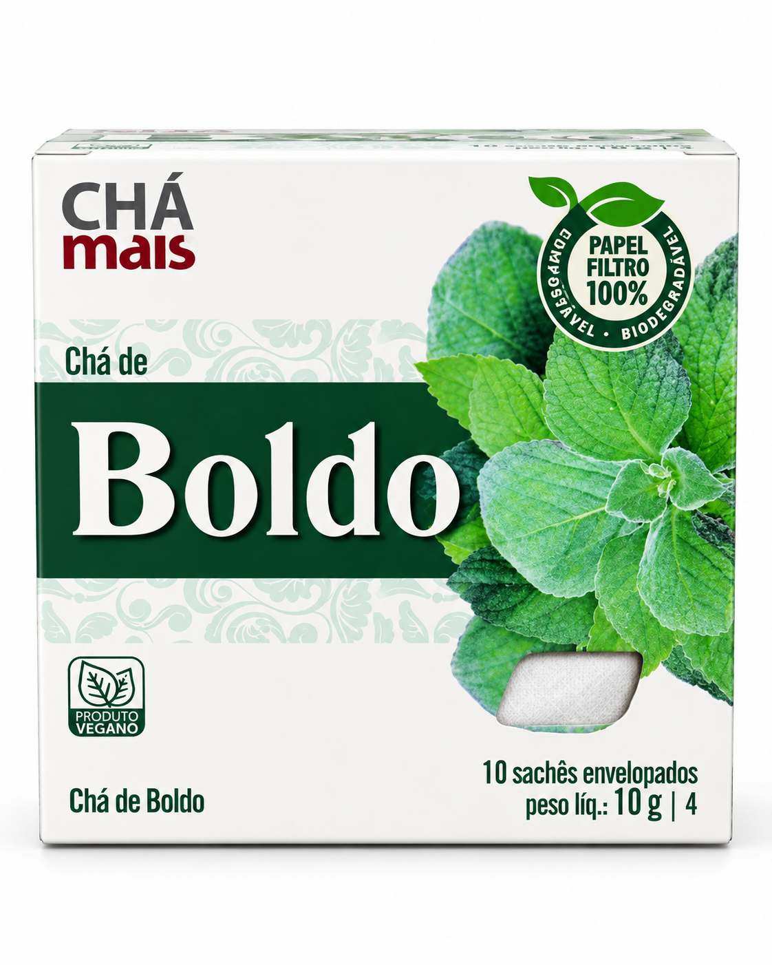 Chá de Boldo 0.35 oz / 10 gr (10 Sachês) – Chá Mais   261076 -    Boldo Herbal Tea 0.35 oz / 10 gr (10 Tea Bags) – Chá Mais